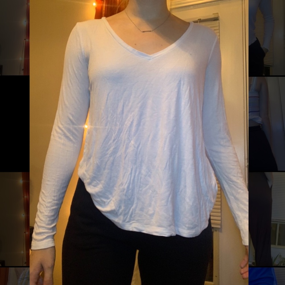 White long sleeve v-neck